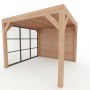 Moderne weka Gartenlaube Lumley, Ecküberdachung aus Fichte mit Flachdach, Glaswand mit Sprossen und Holzwand.