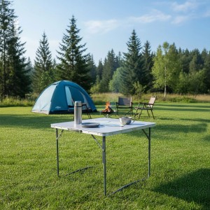 Relaxdays Campingtisch MDF Eisen Aluminium Weiß Klappbar Wasserabweisend 68,5 cm x 80 cm x 60 cm 3,2 kg
