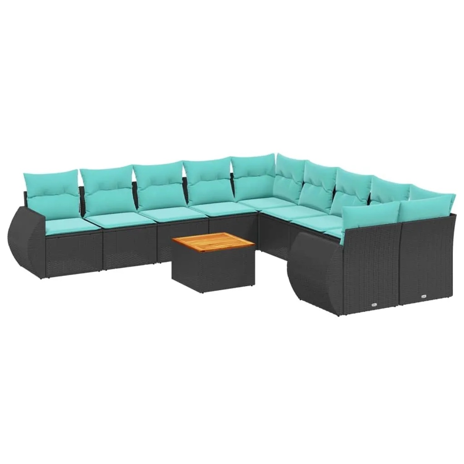 vidaXL 11-Tlg Gartensofa-Set mit Kissen Schwarz Polyrattan 3225196 günstig online kaufen