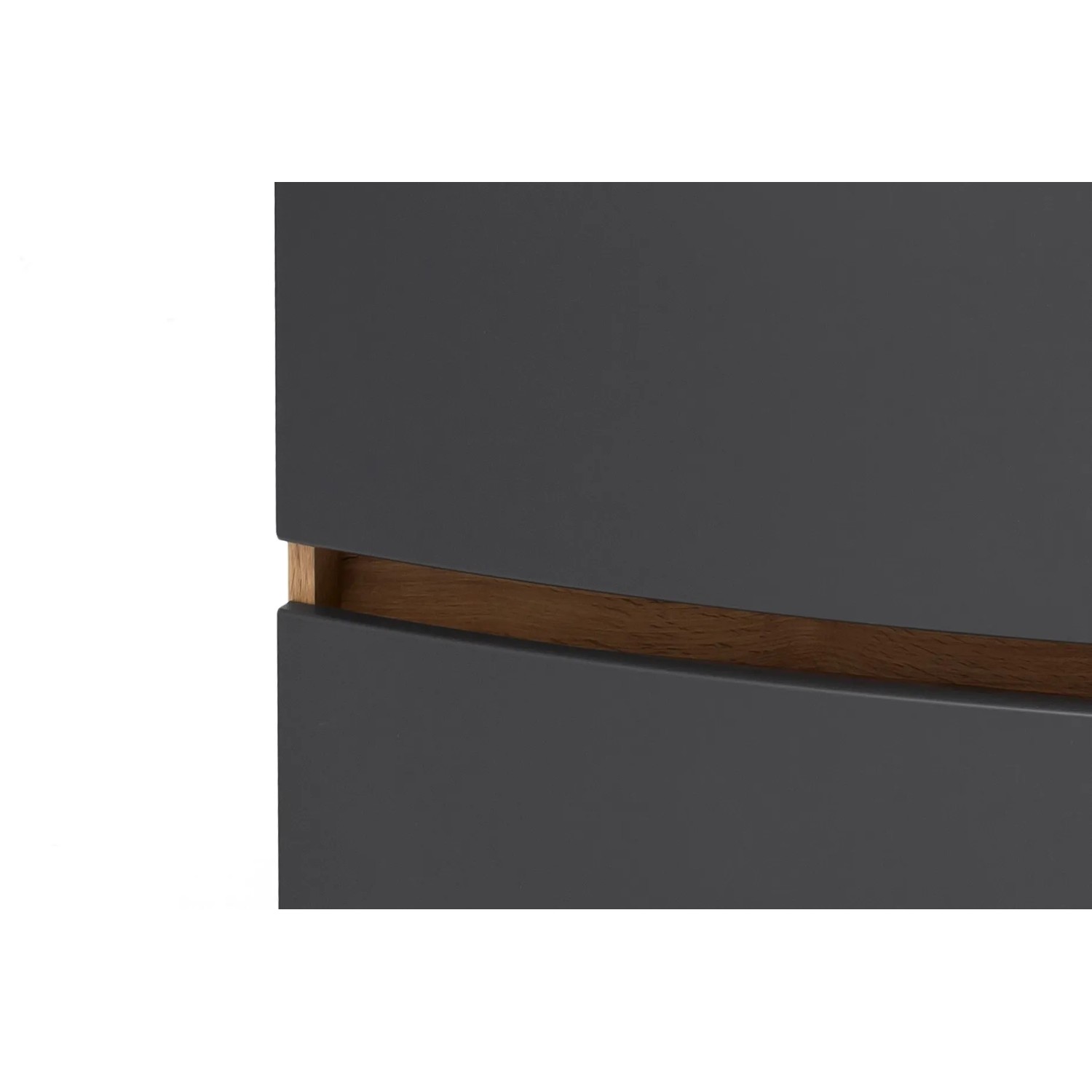 Detailaufnahme: Held Möbel Einzelwaschtisch Salerno 80 cm, graue Schubladen mit Holz-Akzent.