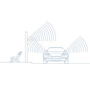 Illustration: Lärmschutzwand Forsdal aus Lärche reduziert Straßenlärm für entspanntes Relaxen.