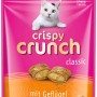 Vitakraft Crispy Crunch Geflügel, 60g: Knusprige Katzenleckerlies mit Geflügelfüllung im pinken Beutel.