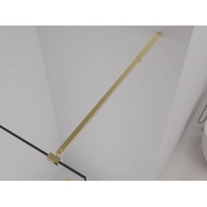 Detailaufnahme der goldenen Stabilisationsstange der baliv Duschwand Walk-In.
