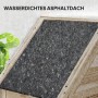 Detailaufnahme: Wasserdichtes Asphalt-Dach des Outsunny Gartenschranks aus Tannenholz.