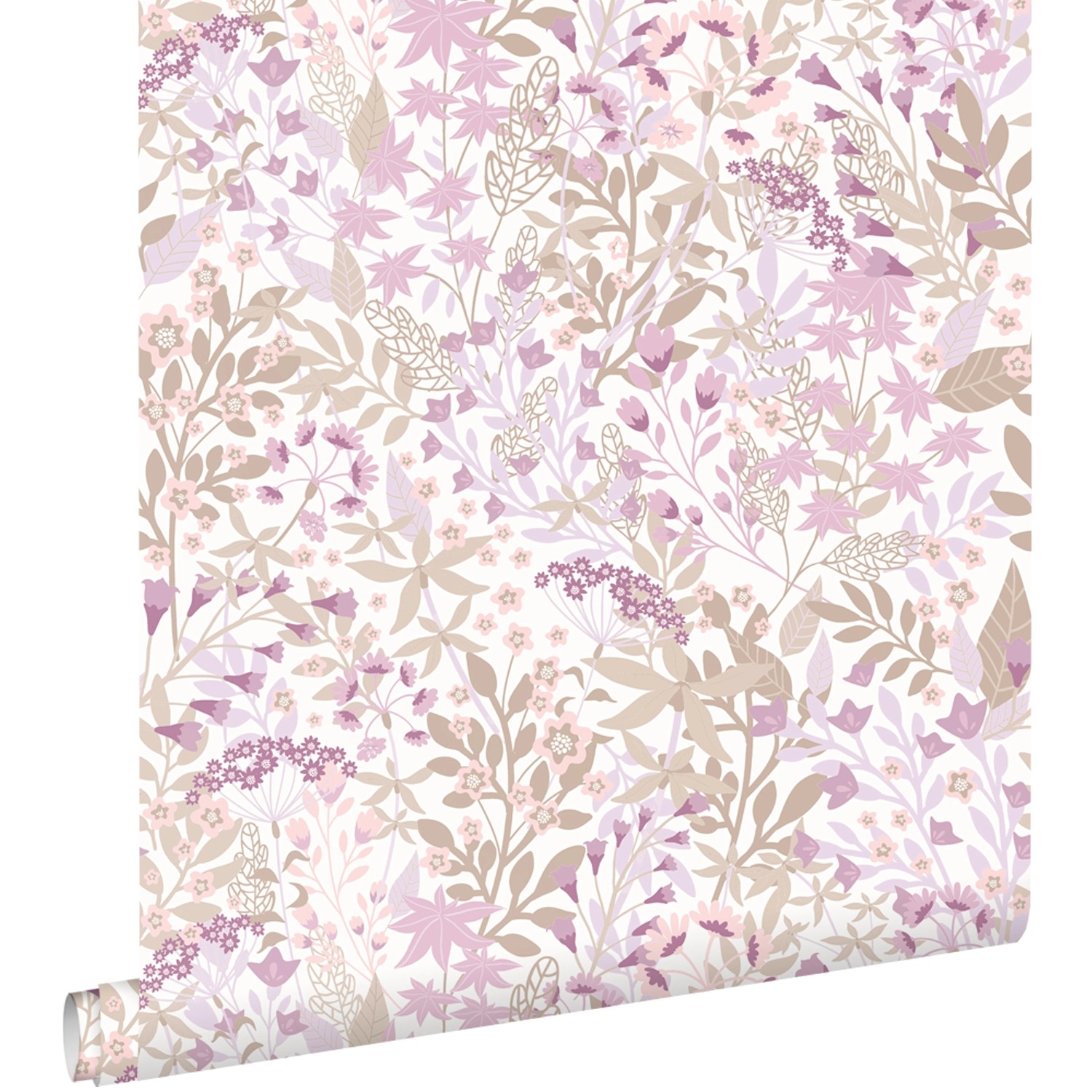 ESTAhome Tapete Feldblumen Violett und Graugrün 50 x 900 cm günstig online kaufen