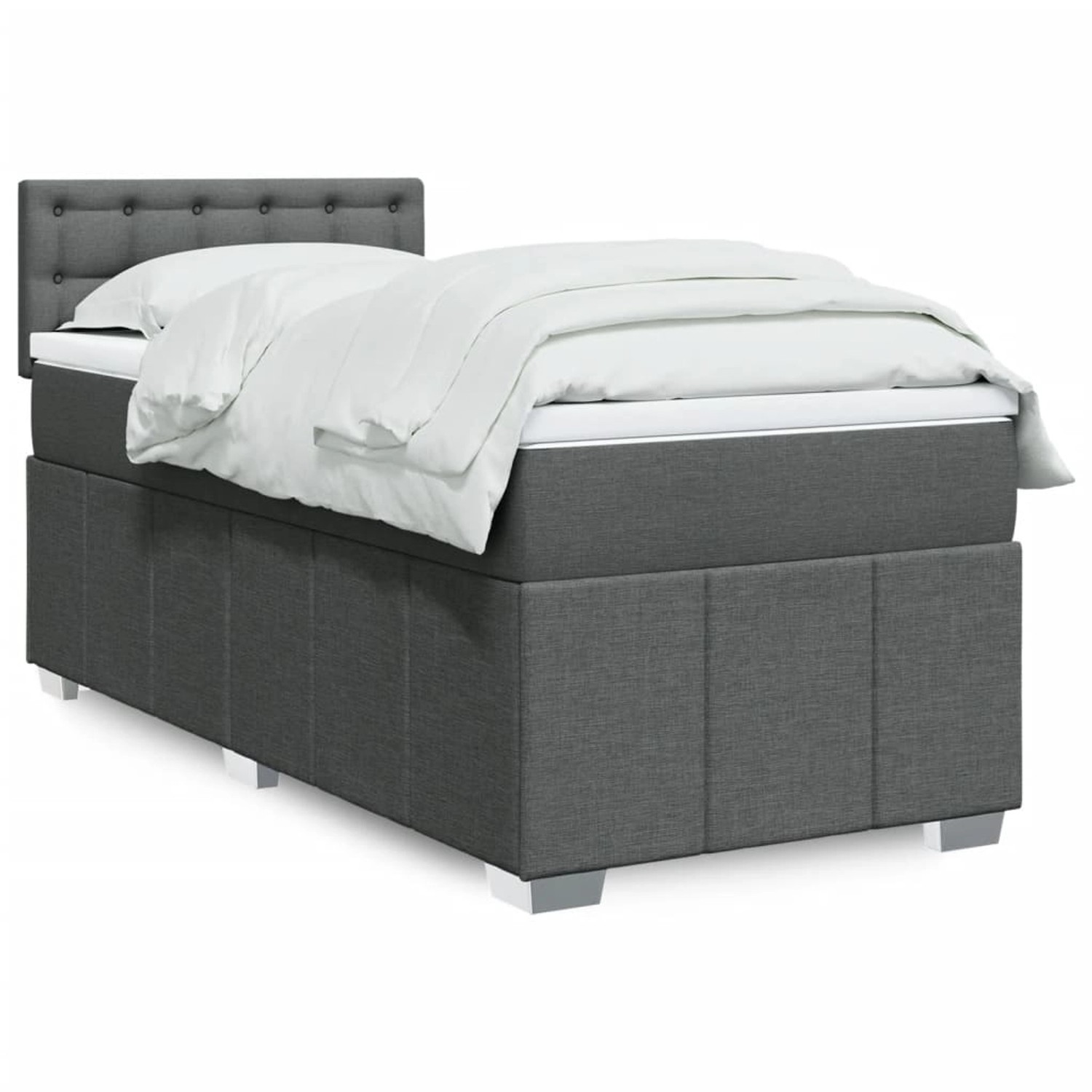 vidaXL Boxspringbett mit Matratze Dunkelgrau 90x200 cm Stoff 3289266 günstig online kaufen