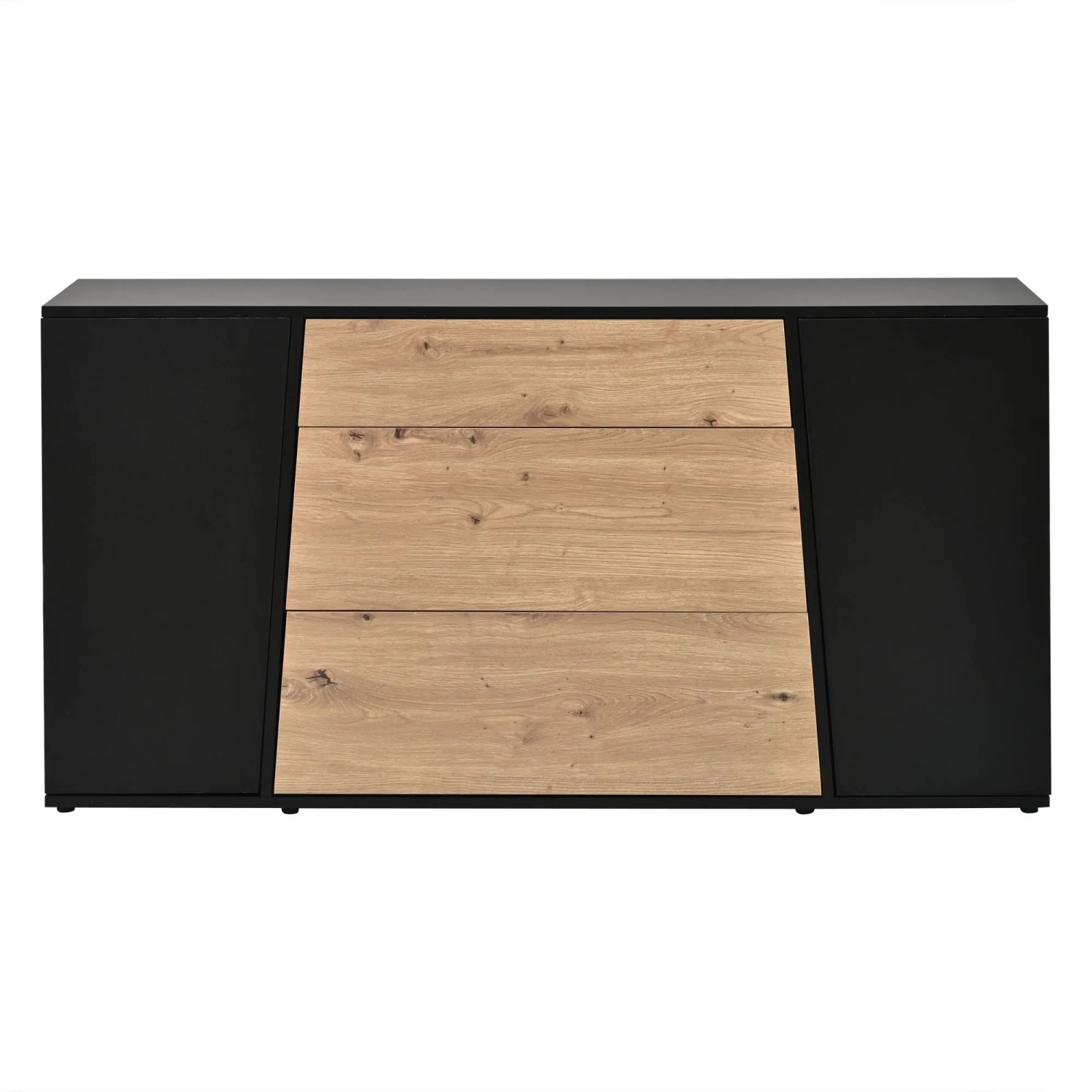 Merax Sideboard 140x35x70 cm 3 Schubladen 2 Türen Buffetschrank Schwarz
