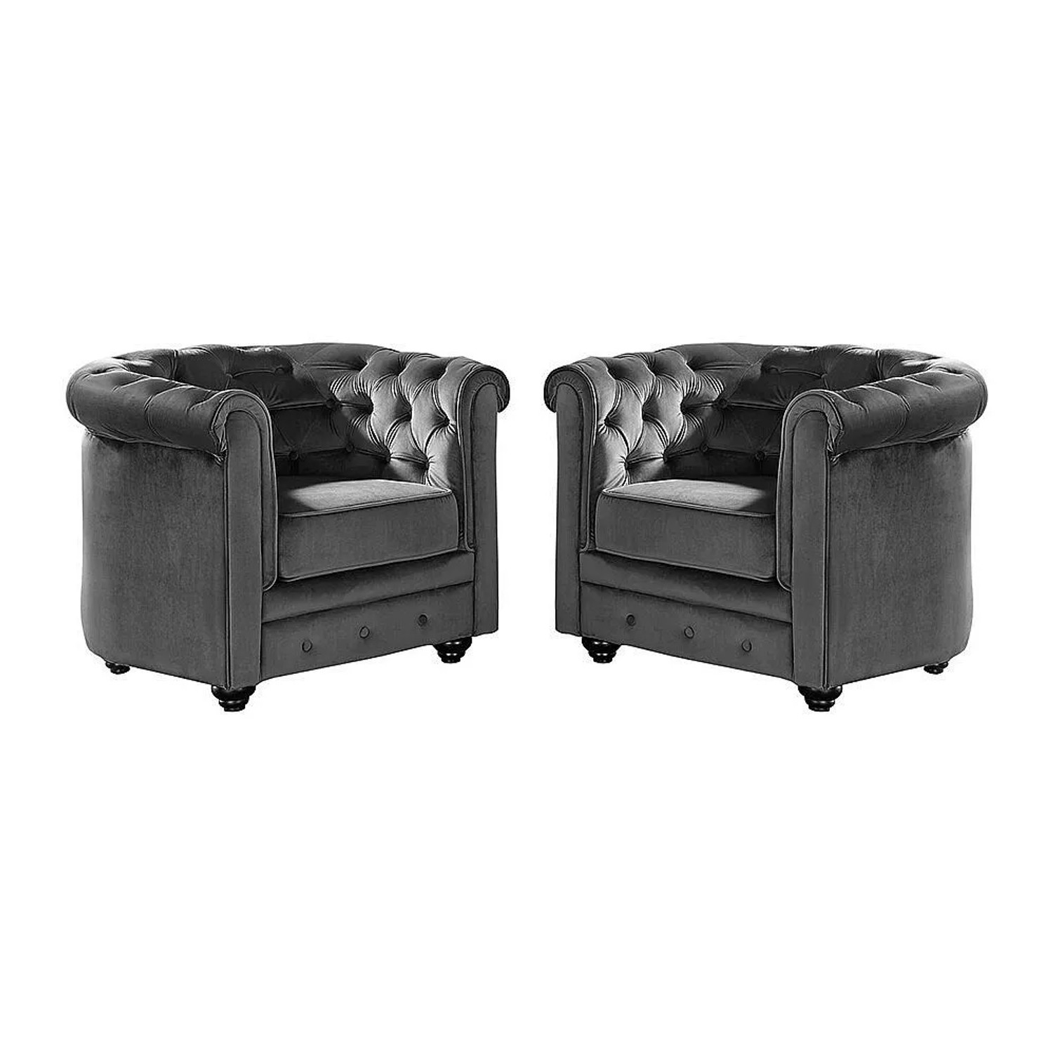 Vente-unique Sessel Mit Gerader Rückenlehne Chesterfield Anthrazitgrau 82 cm