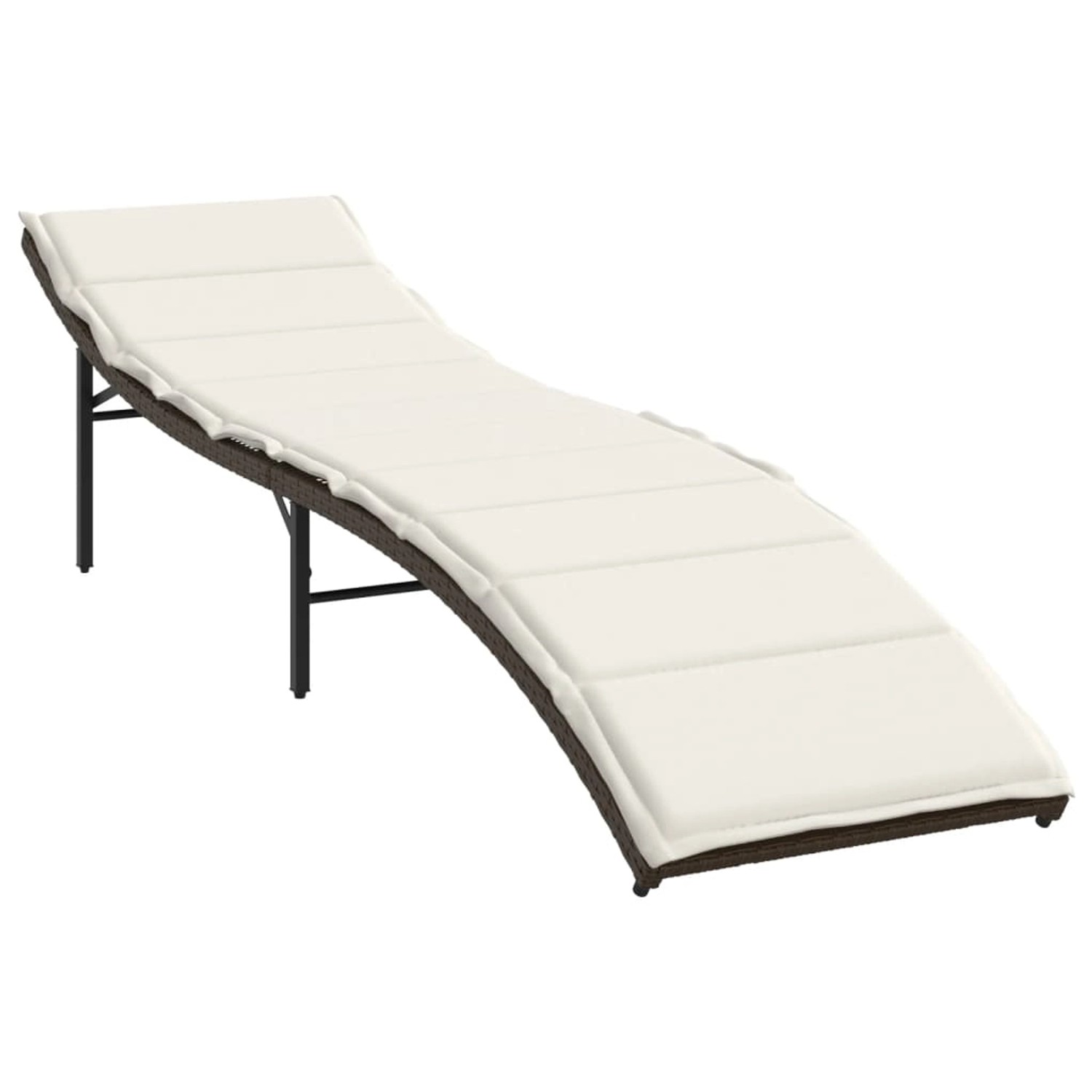 vidaXL Sonnenliege mit Kissen Braun 55x199x50 cm Poly Rattan 368246