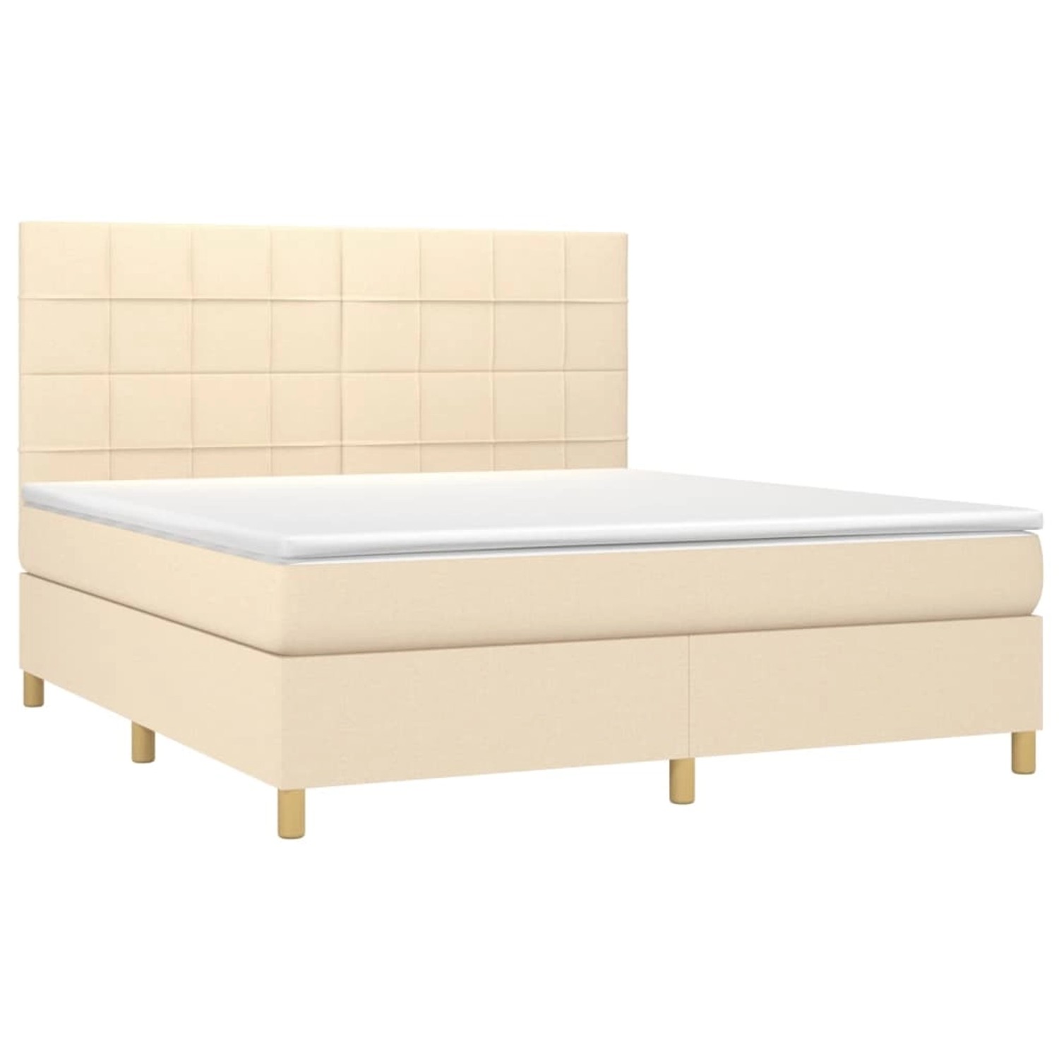 vidaXL Boxspringbett mit Matratze & LED Creme 160x200 cm Stoff 3135450 günstig online kaufen