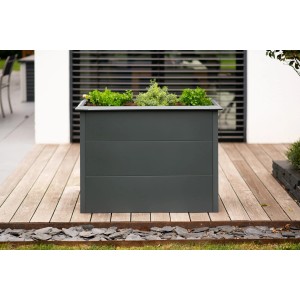 Westmann Hochbeet Primus aus Metall, 100x50x77 cm, anthrazit. Modernes Beet für Garten & Balkon.