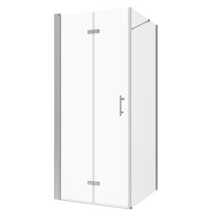 Aquabatos Eckdusche Falttür mit Seitenwand 90 x 75 x 197 cm Duschkabine Eckeinstieg 6 mm Sicherheitsglas Duschtür Duschabtrennung