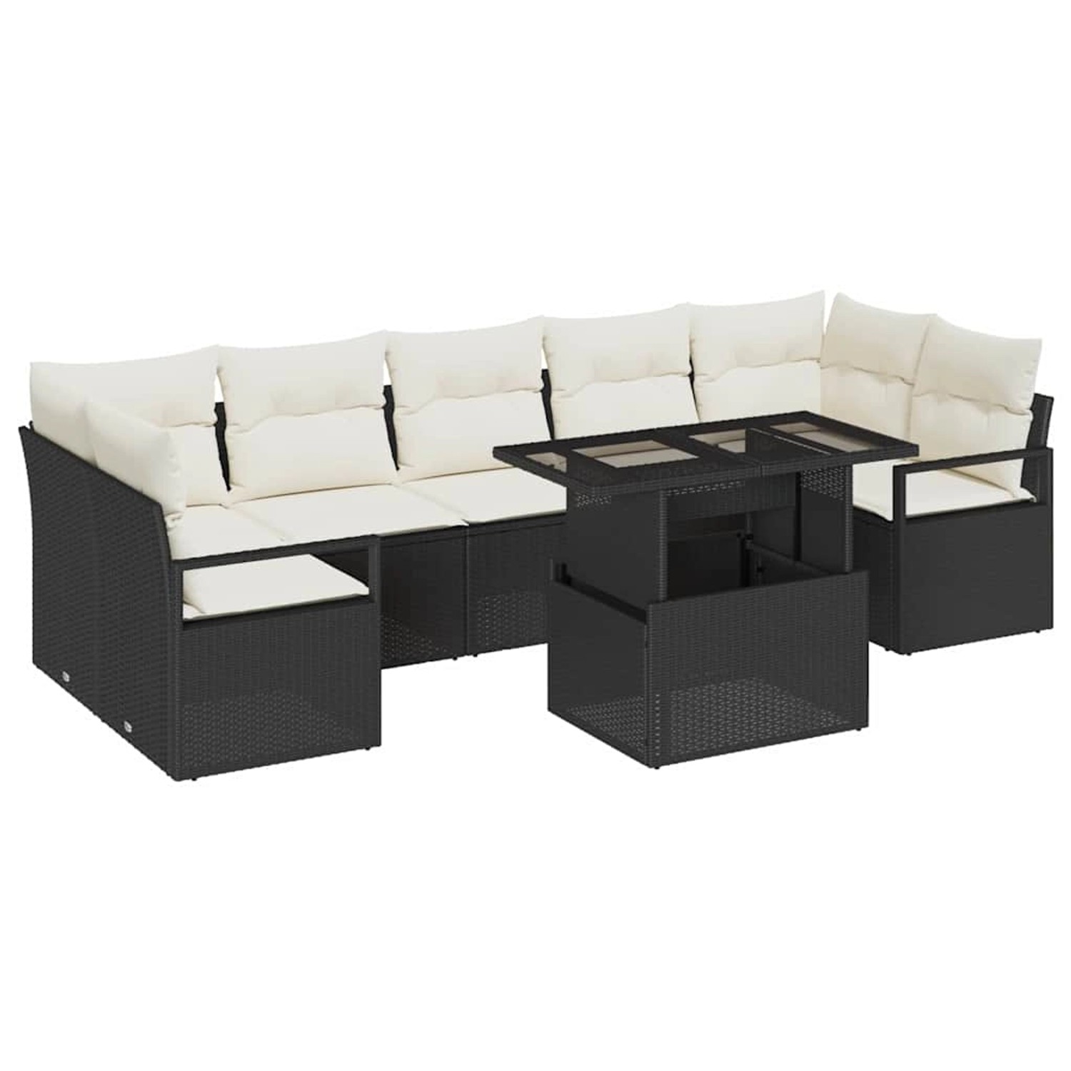 vidaXL 8-Teiliges Garten-Sofa-Set mit Kissen aus Schwarzem Poly Rattan 3357 günstig online kaufen