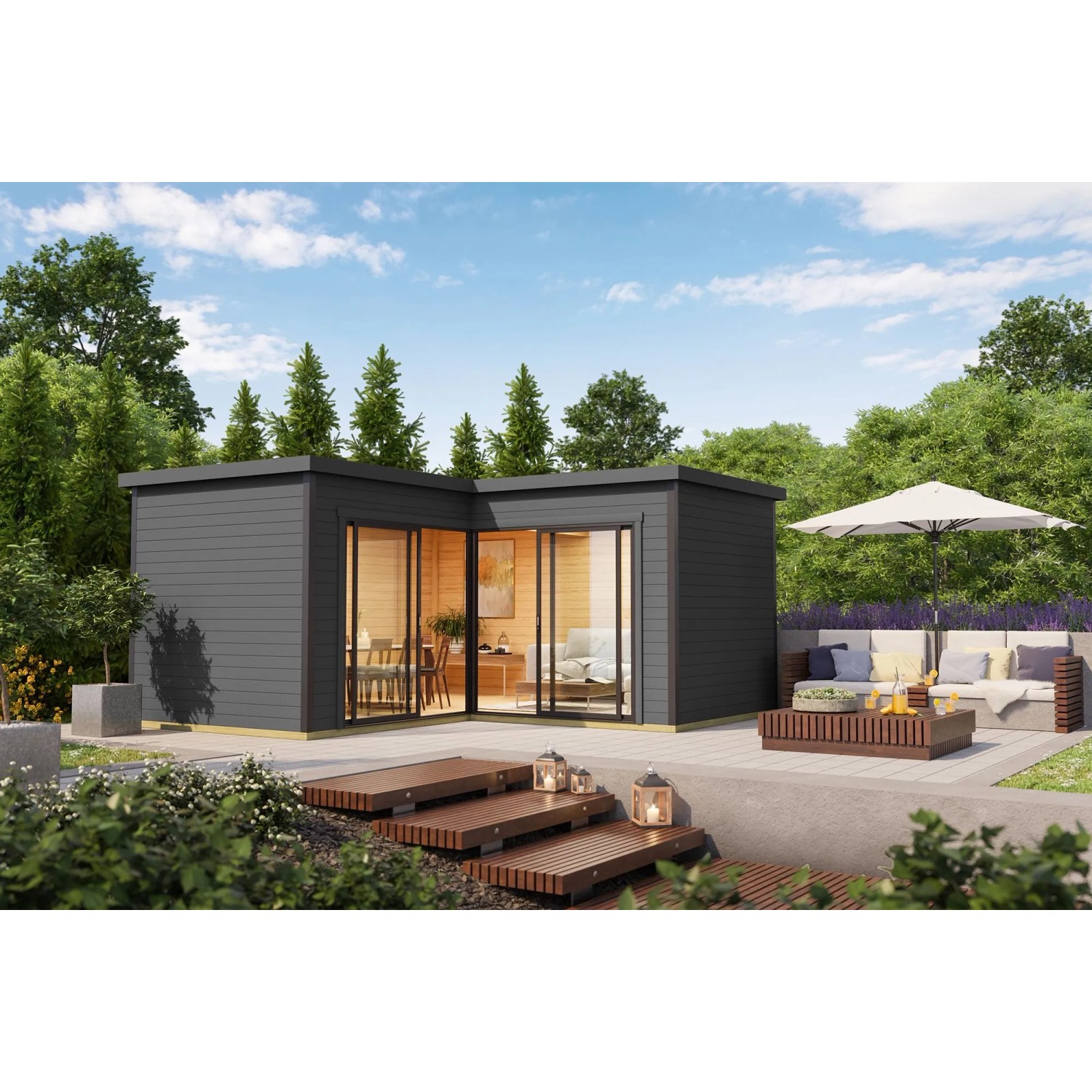 Lasita Gartenhaus Domeo 6 Carbongrau 500 cm x 500 cm