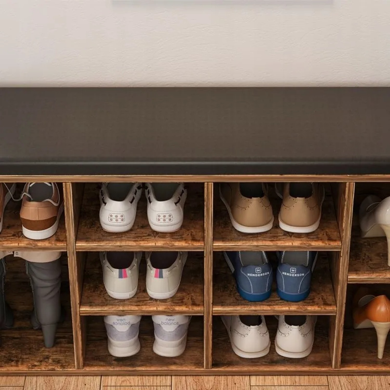 Rebiko Schuhschrank Mit Sitzbank Loft Flur Rustikal Braun 104 Cm_6