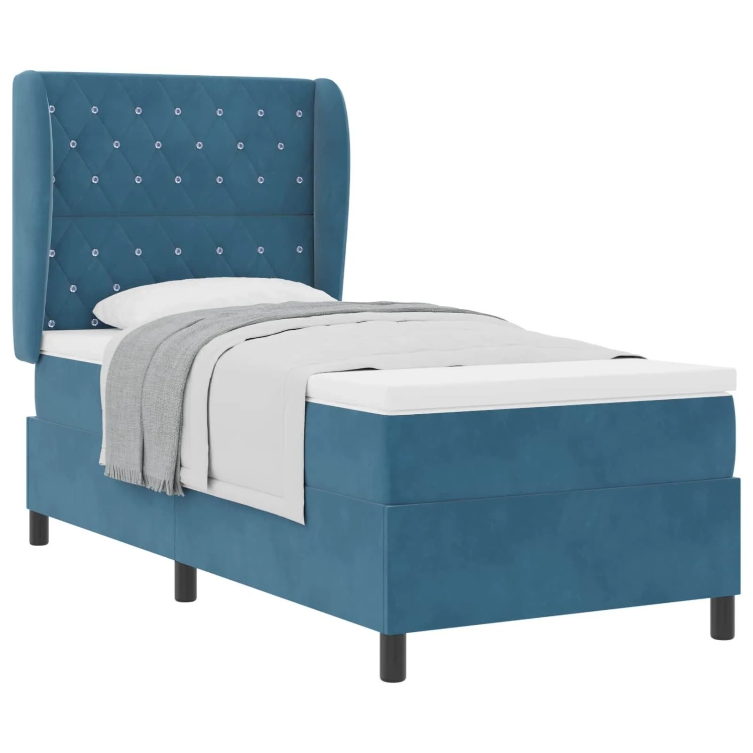 vidaXL Boxspringbett mit Matratze Dunkelblau 200 x 100 cm Polyester 3340866