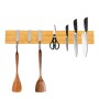CHEFGASTRO Magnetleiste Magnetische Messerleiste Messerhalter Aus Bambus 6,2x40x2,1cm Mit 3 Silbernen Haken Bambus Extra Stark
