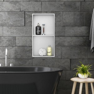 LuxeBath Wandnische Doppel, Edelstahl, 30x60cm, silber. Einbauregal für Duschzubehör im Badezimmer.