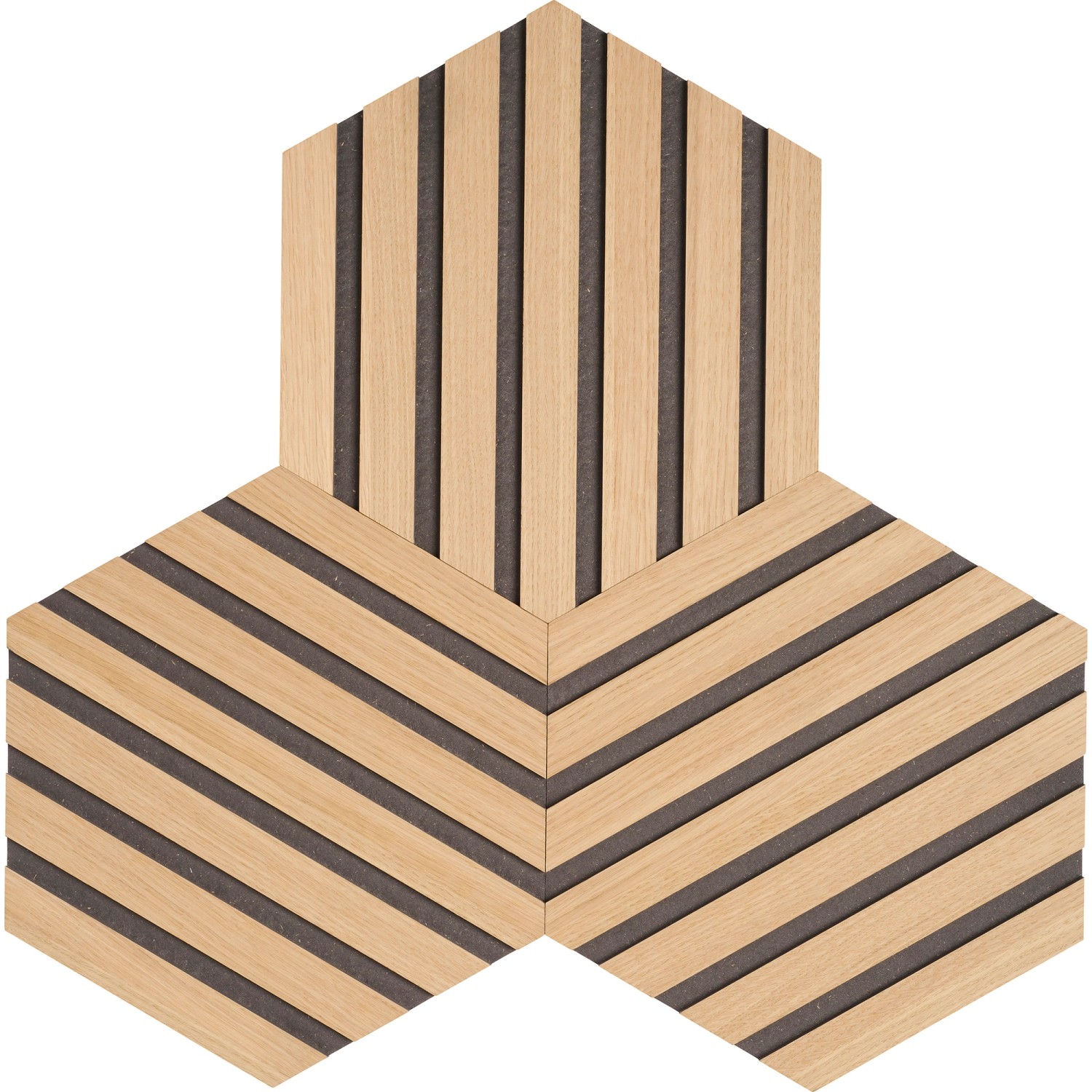 Denpanels Designpaneele Hexagon Eiche MDF Schwarz 3 Stück