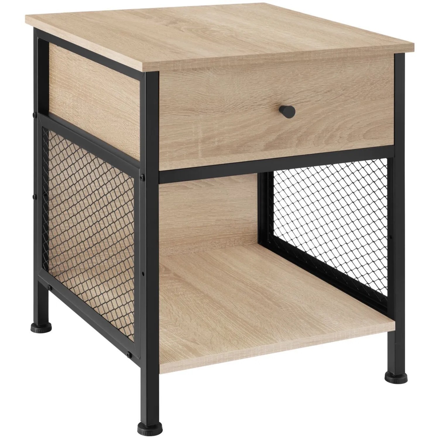Tectake Nachttisch Killarney Industrial Style Holz und Stahl  46 x 45 x 55 50 cm Industrial Holz Hell  Eiche Sonoma