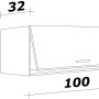 Skizze: Flex-Well Klappen-Oberschrank Lucca, 100 cm breit, in Weiß mit Maßangaben.