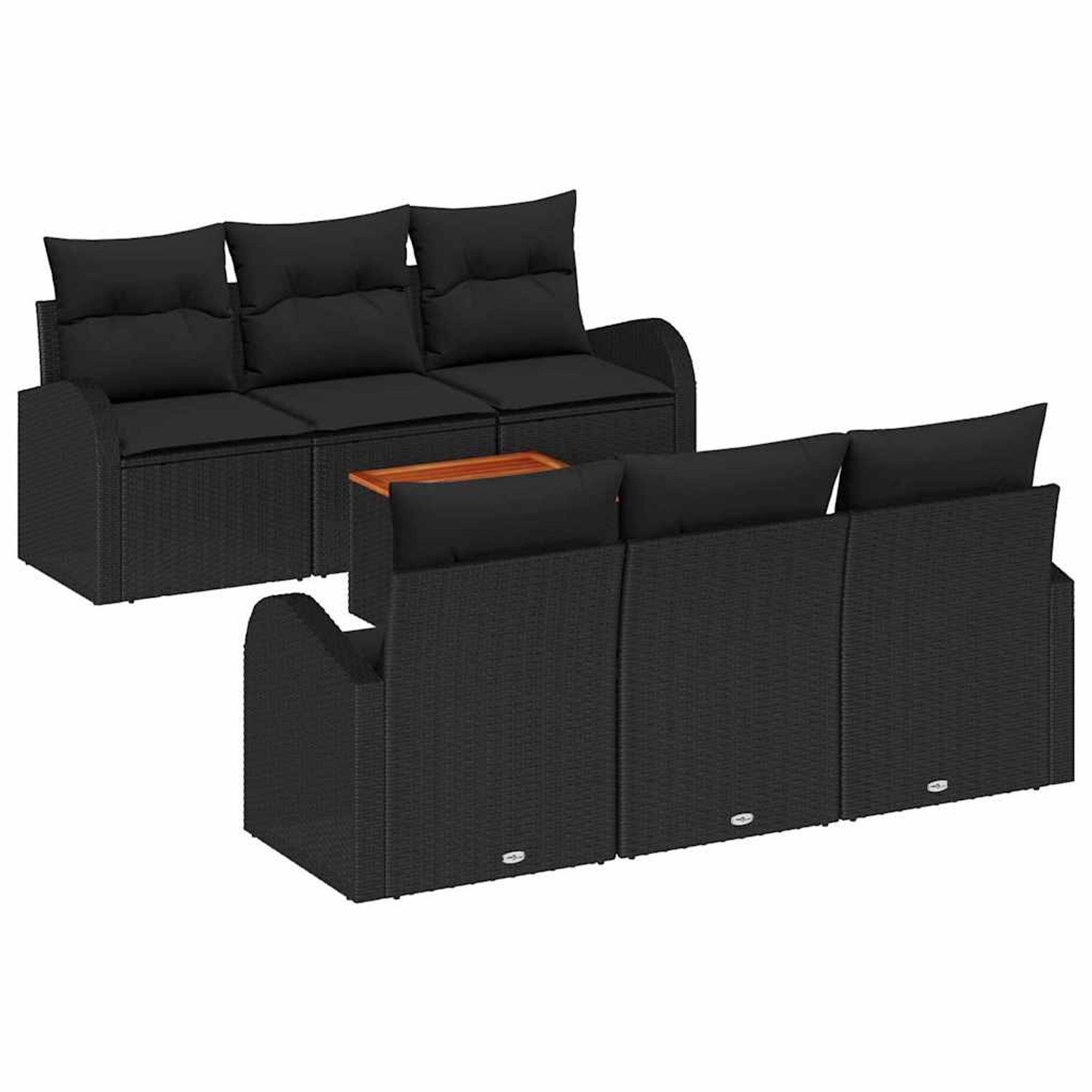 vidaXL Garten-Sofa-Set 7-Tlg Schwarz Poly Rattan 3347527 günstig online kaufen
