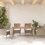 Beiger Gartentisch (150x90 cm) aus Poly Rattan und Akazienholz. Ideal für Garten, Terrasse und Balkon.