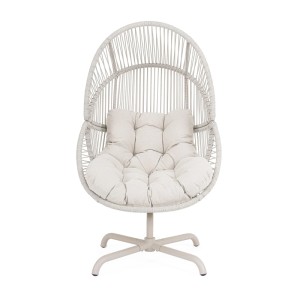 Bizzotto Drehsessel Palawan Light mit Kissen, ideal für den Garten.