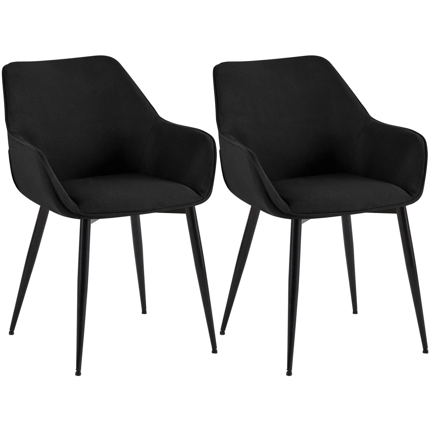DELUKE 2er Set Esszimmerstuhl HORID Stoff Schwarz 52x63x82cm Essstühle Esszimmerstühle Küchenstühle Wohnzimmerstühle