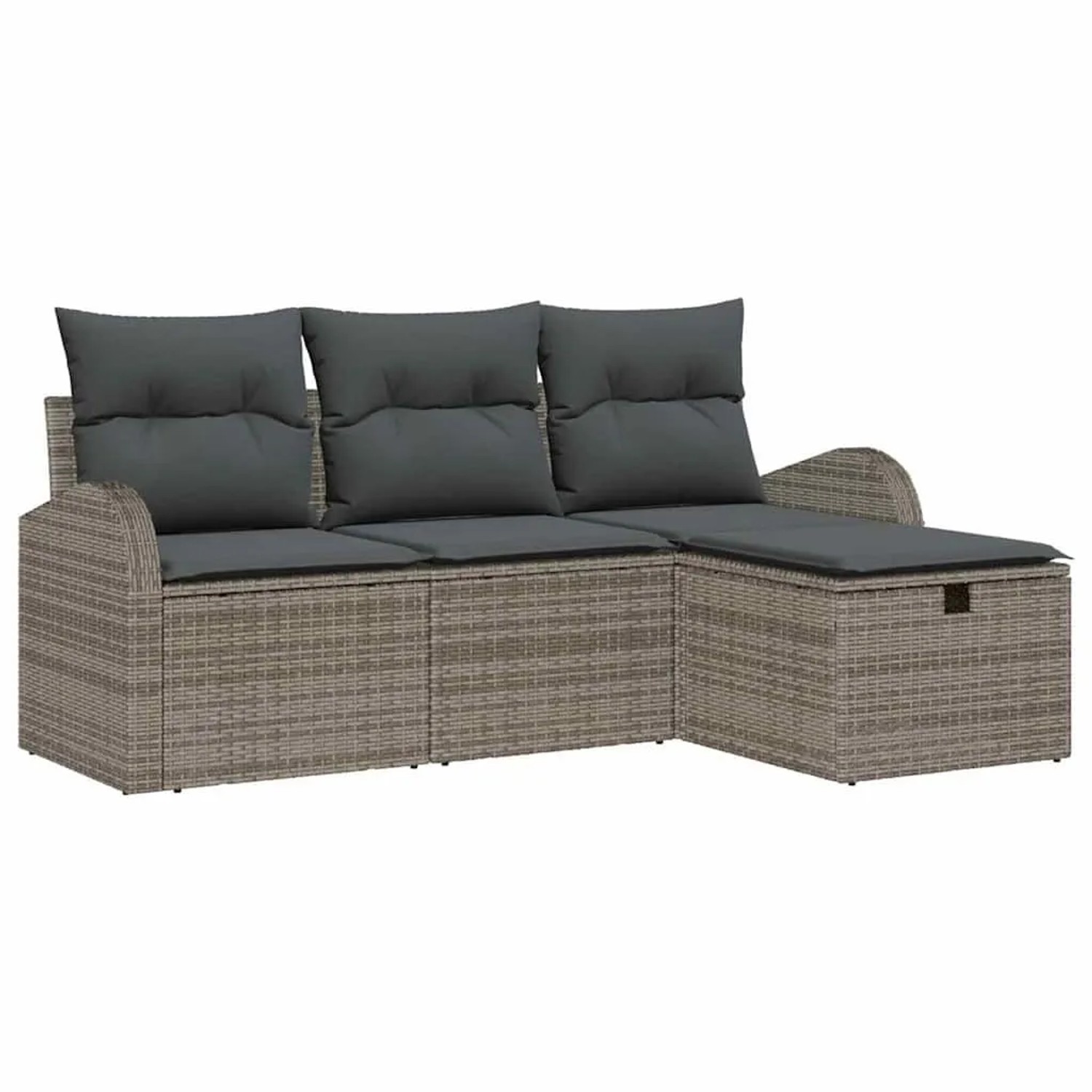 vidaXL Sofa Set mit Kissen mit Speicher 4 Stk Grau Poly-Rattan 3359048