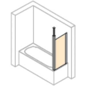 Hüppe Design Pure Badewannenabtrennung Seitenwand, 70x150 cm, Silber Matt, mit Deckenstütze.