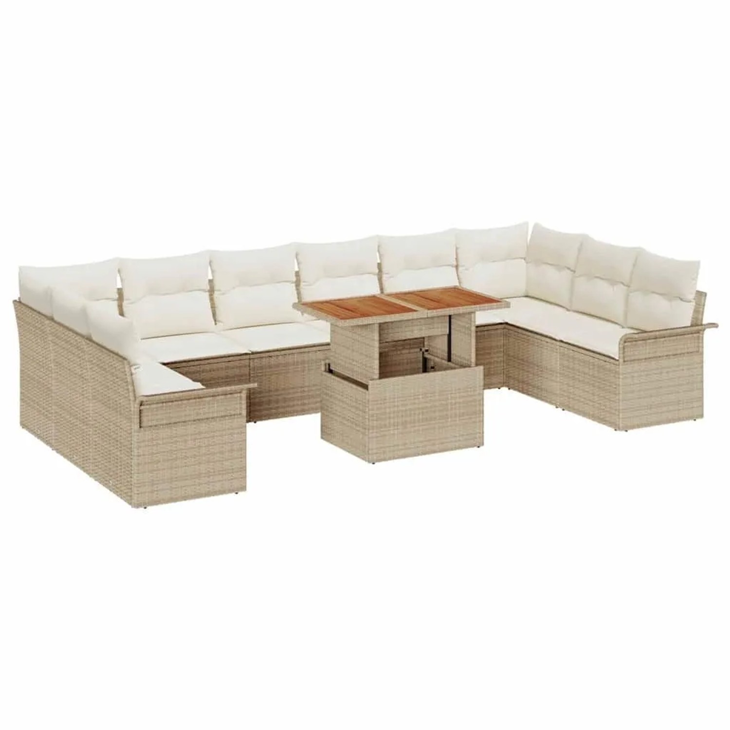 vidaXL Gartensofa-set mit Kissen 11-Tlg Beige und Creme Poly-Rattan 3349385 günstig online kaufen