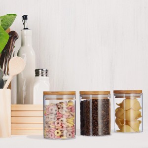 Relaxdays Vorratsdosen 3er Set Glas Bambus Natur Luftdicht 600 ml