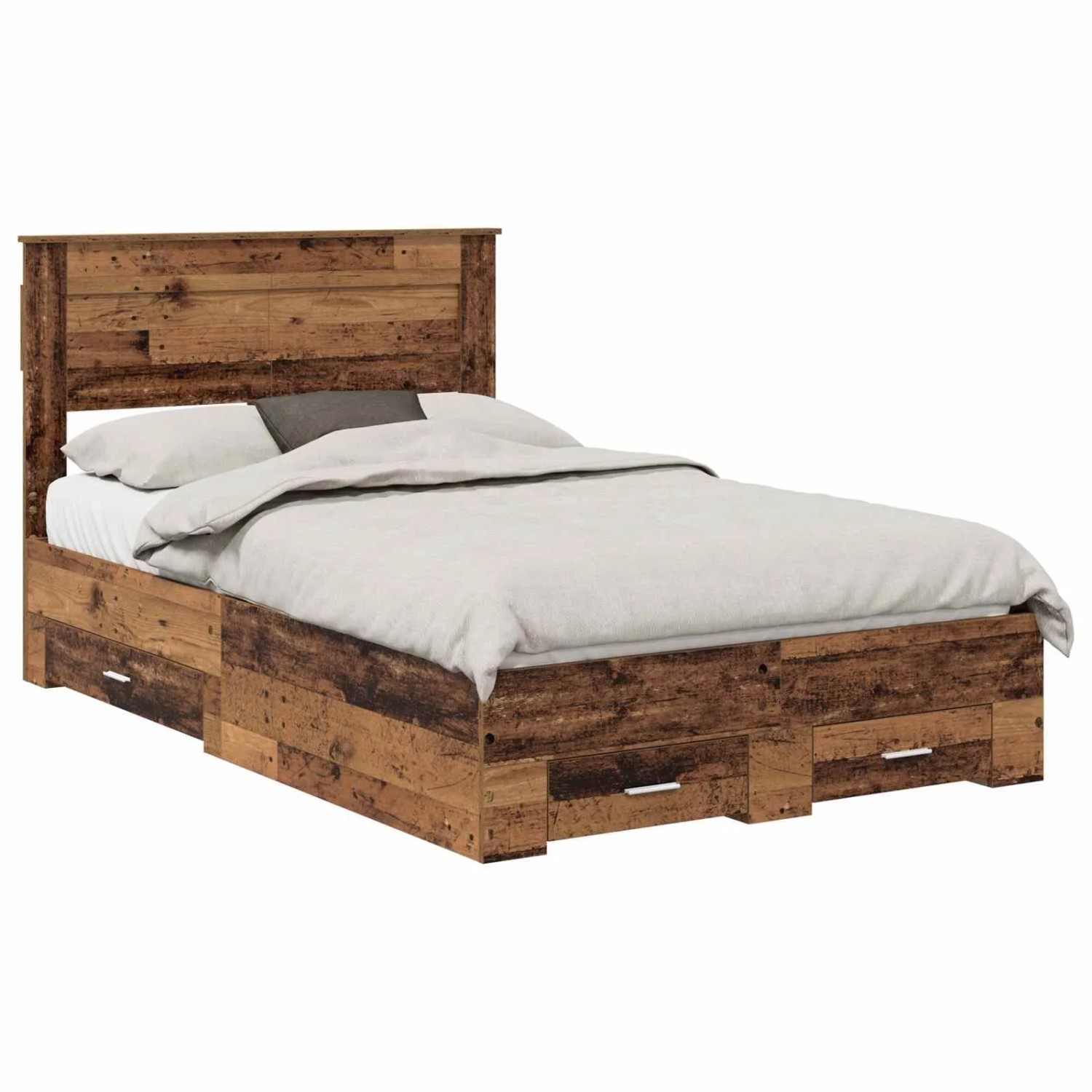 vidaXL Bettrahmen mit Kopfteil Altholz 135 x 190 cm Holzwerkstoff 3410001