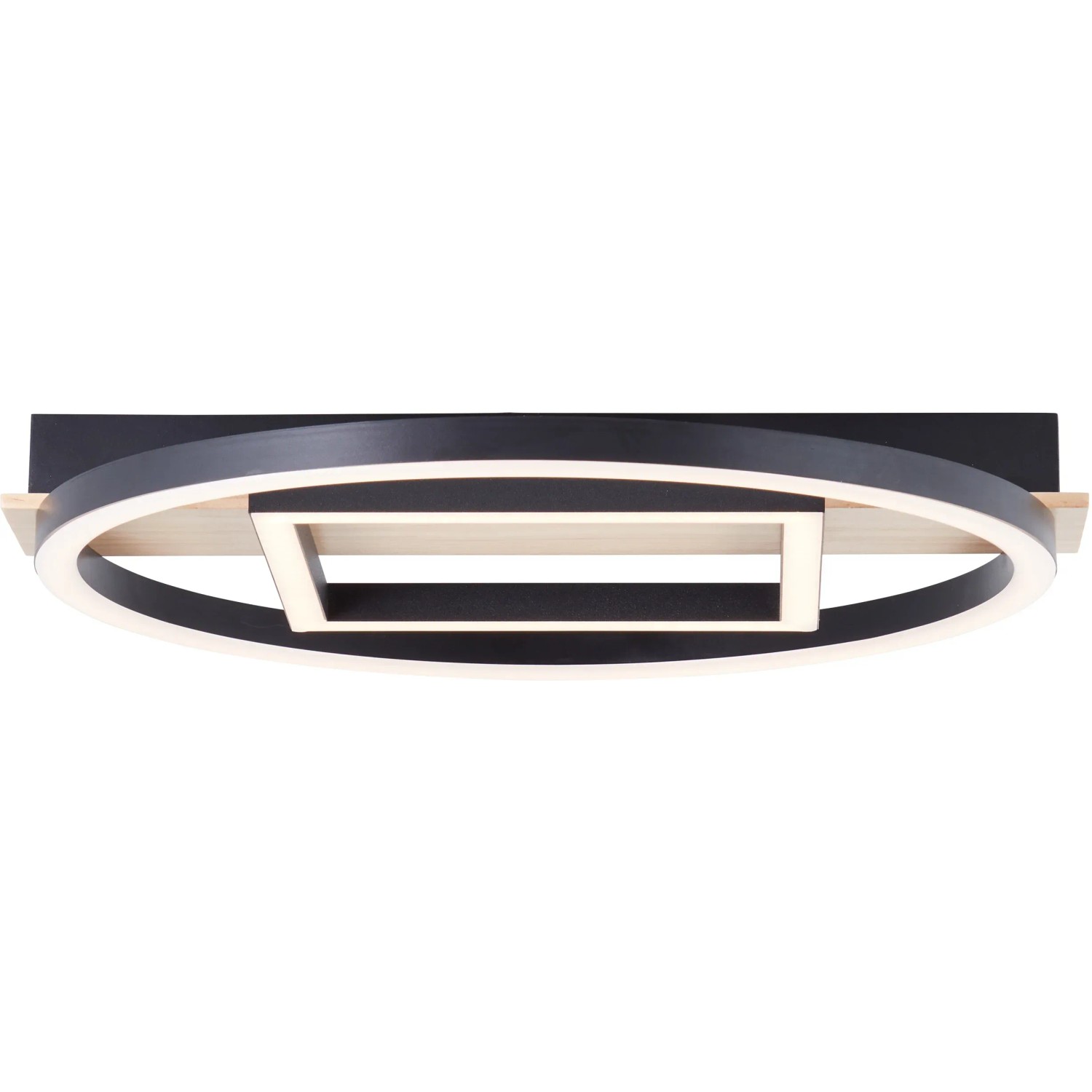 Moderne LED-Deckenleuchte Maureen in Schwarz-Holz, 37x37 cm, für stimmungsvolle Beleuchtung.