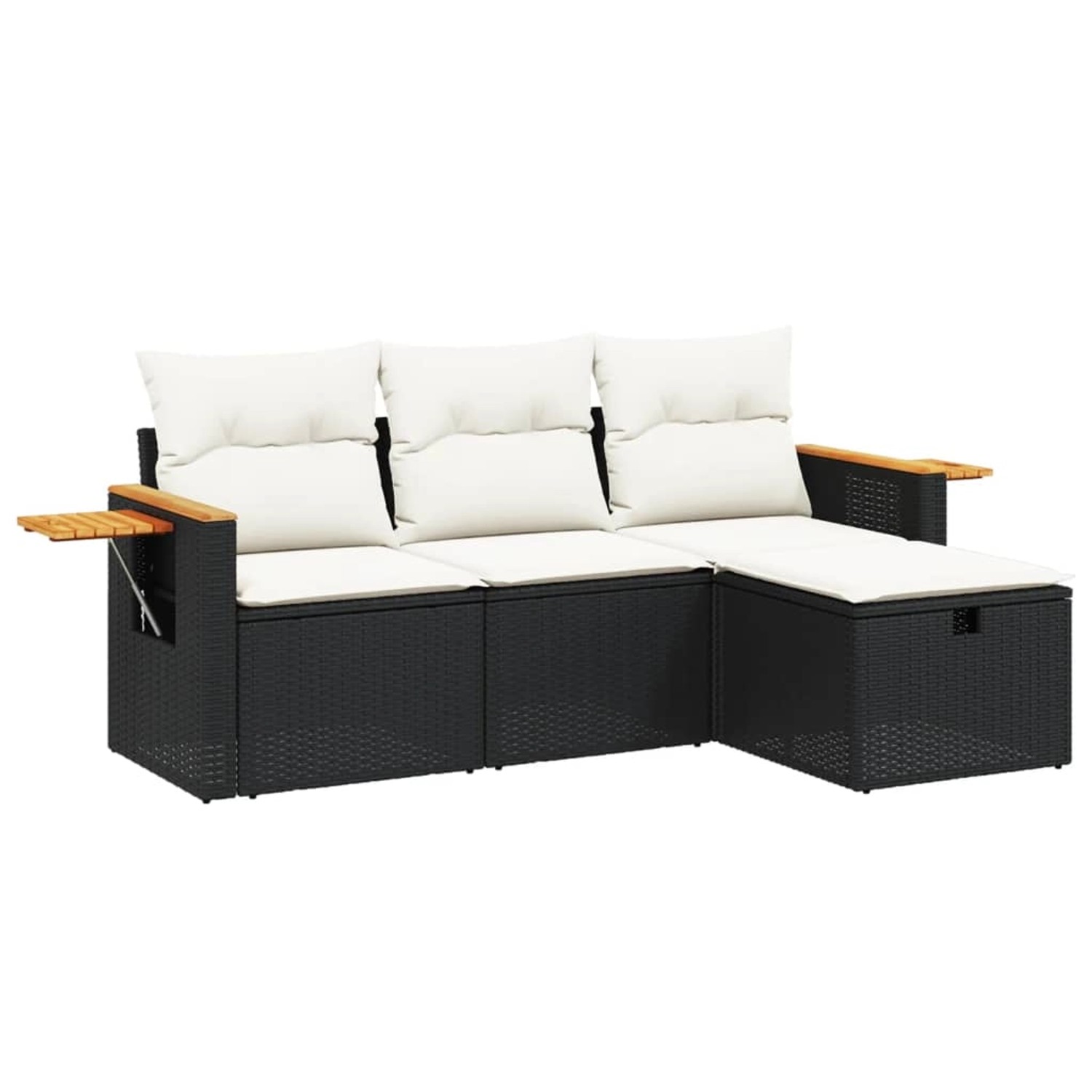 vidaXL 4-tlg Garten-Sofagarnitur mit Kissen Schwarz Poly Rattan Modell 43 günstig online kaufen