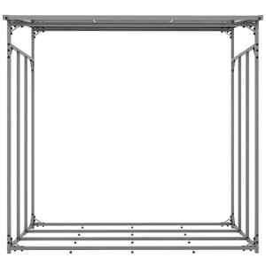 Leeres DELUKE Kaminholzregal aus Aluminium mit Abdeckung, 70x165x165 cm, für die Lagerung von Brennholz.