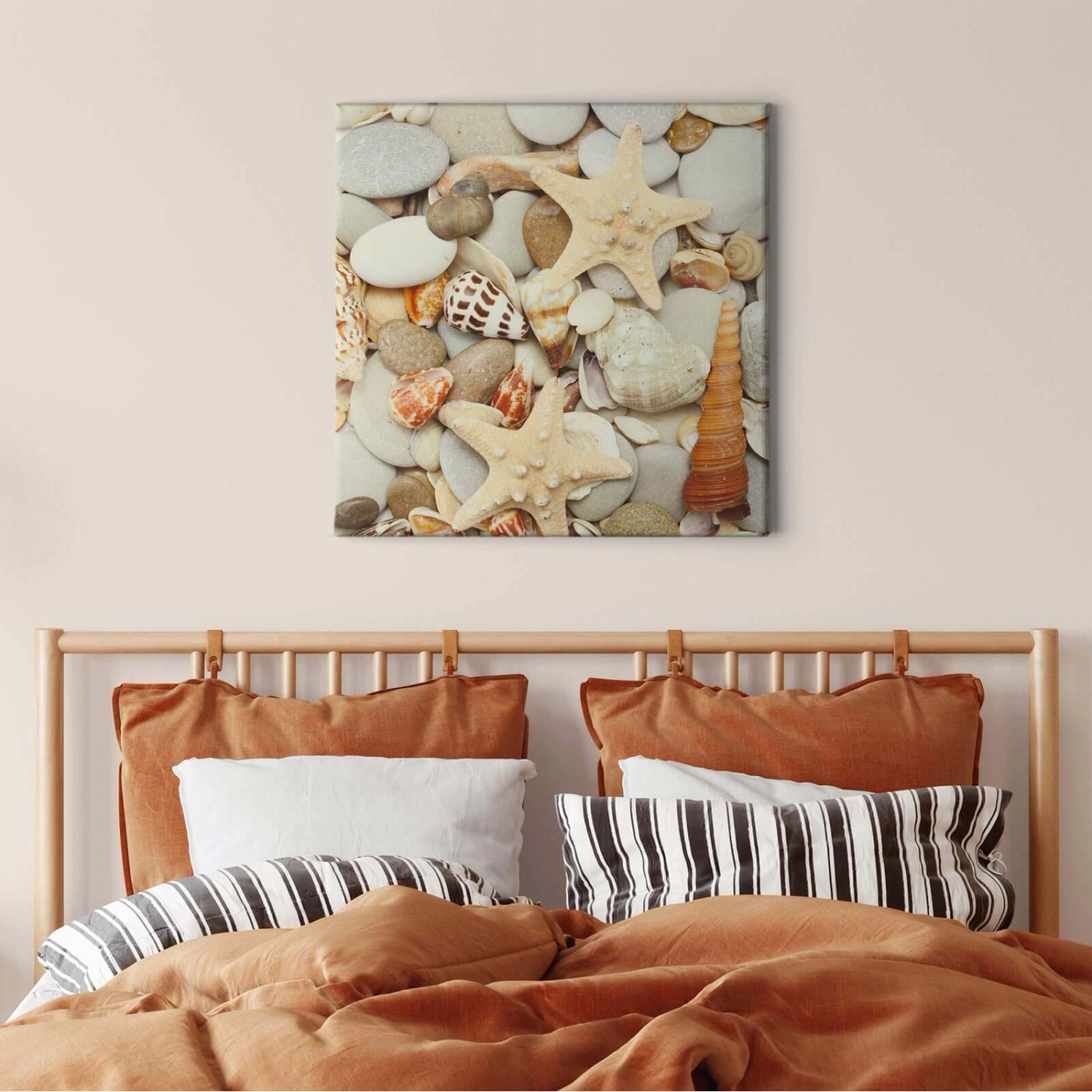 Bricoflor Muschel Bild Mit Steinen Maritimes Leinwand Bild Mit Seestern Ide günstig online kaufen