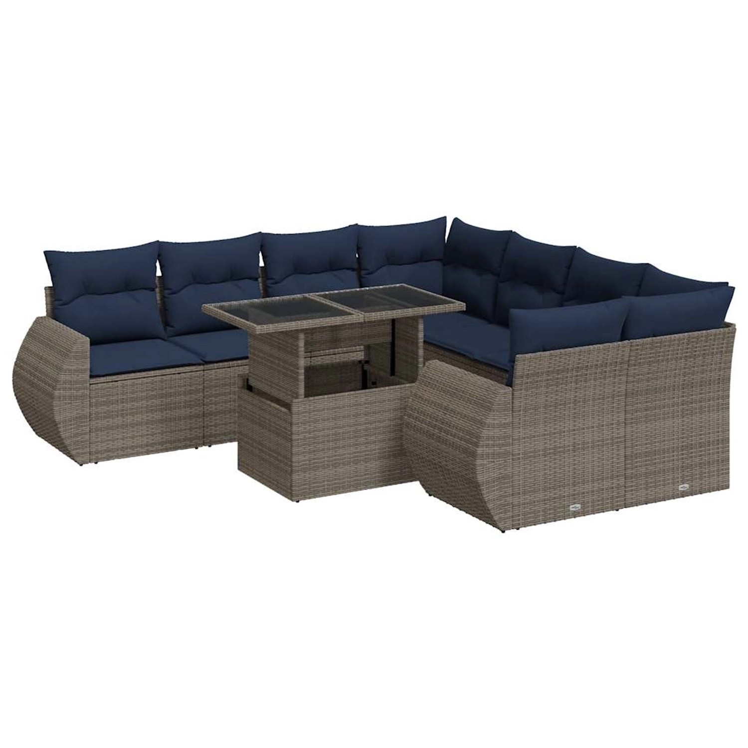 vidaXL 9-Tlg Garten-Sofagarnitur mit Kissen Grau Poly Rattan Akazie 3326612 günstig online kaufen
