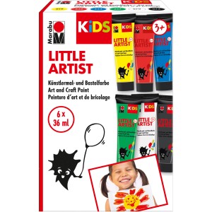 Marabu KiDS Little Artist Bastelfarben, 6 Farben im Set. Künstlerfarben für Kinder zum Malen und Basteln.