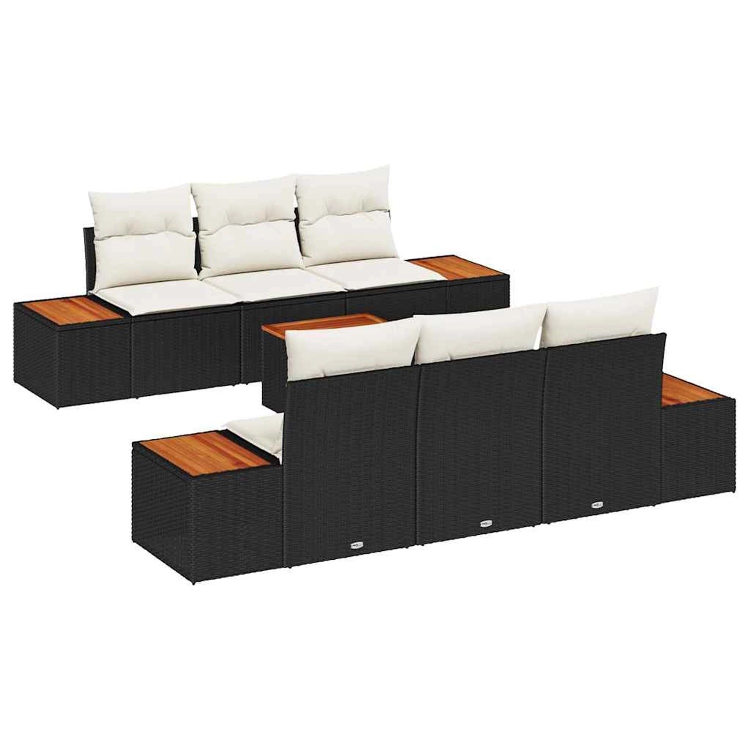 vidaXL Garten-Sofa-Set mit Kissen 7-Tlg Schwarz Poly Rattan 3356697 günstig online kaufen
