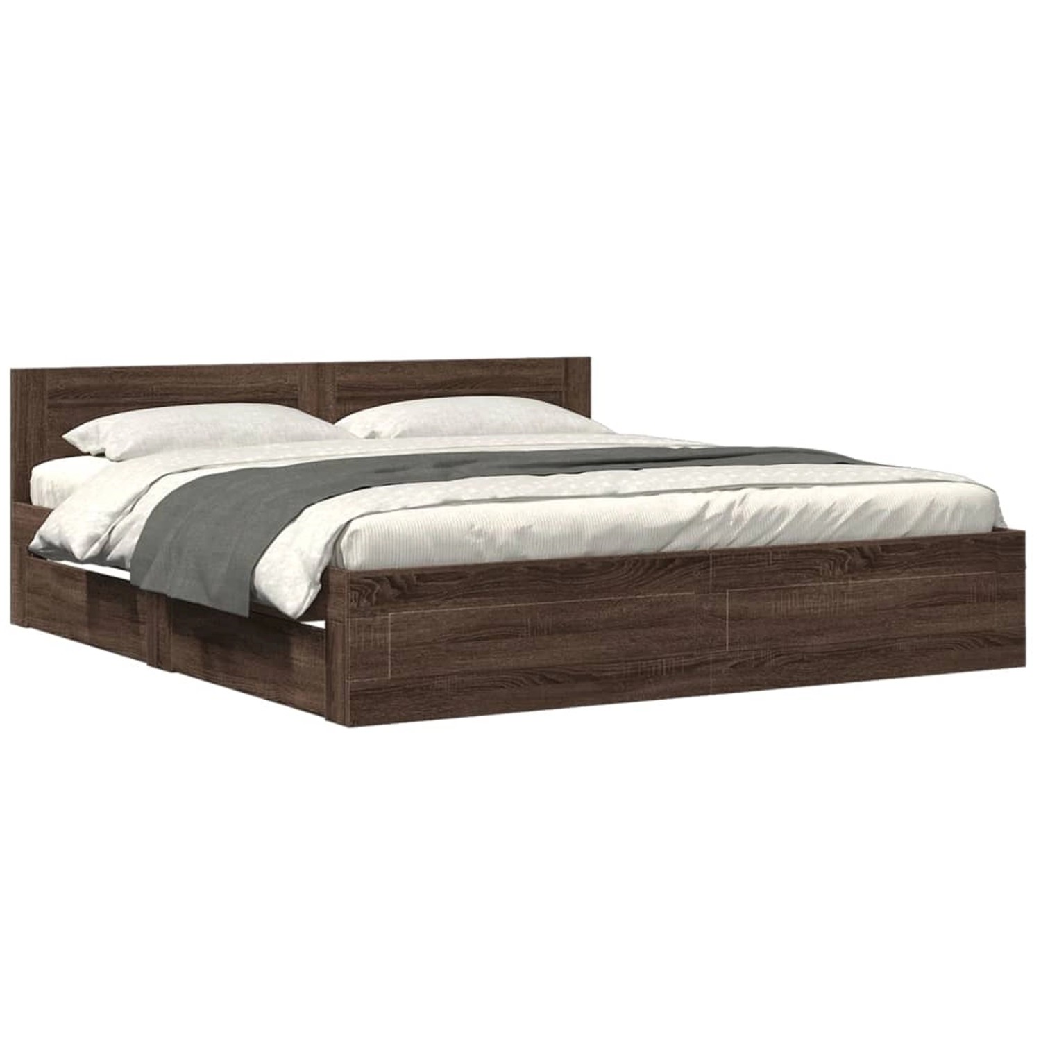 vidaXL Bettgestell mit Kopfteil Braun Eichen-Optik 200x200 cm Modell 121080 günstig online kaufen