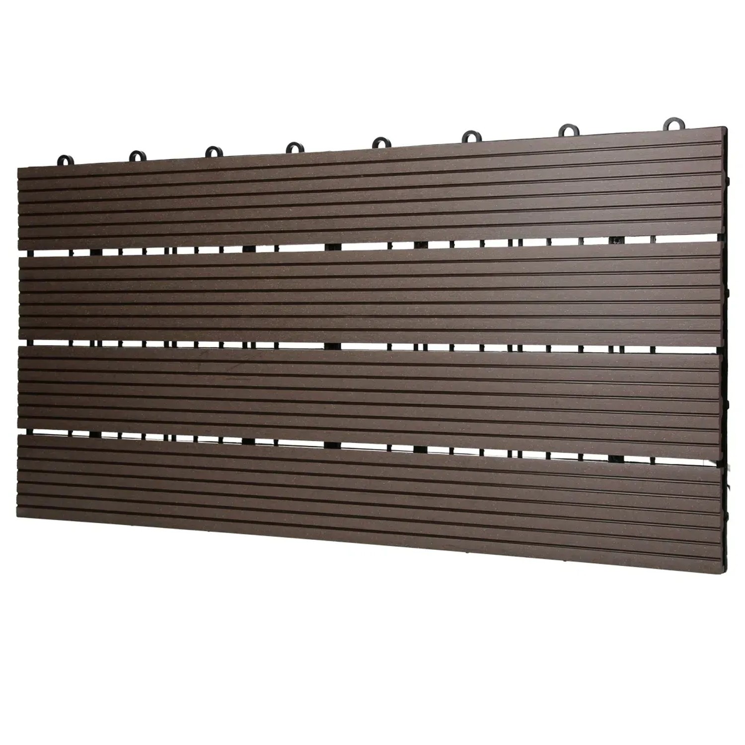ECD Germany WPC Terrassenfliesen, 60x30cm, 12er Set, dunkelbraune Holzoptik für Terrasse und Balkon.