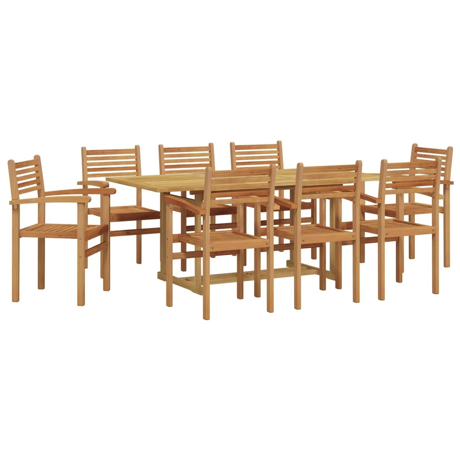 vidaXL Garten Essgruppe 9-Tlg Braun Massivholz Teak 3375779