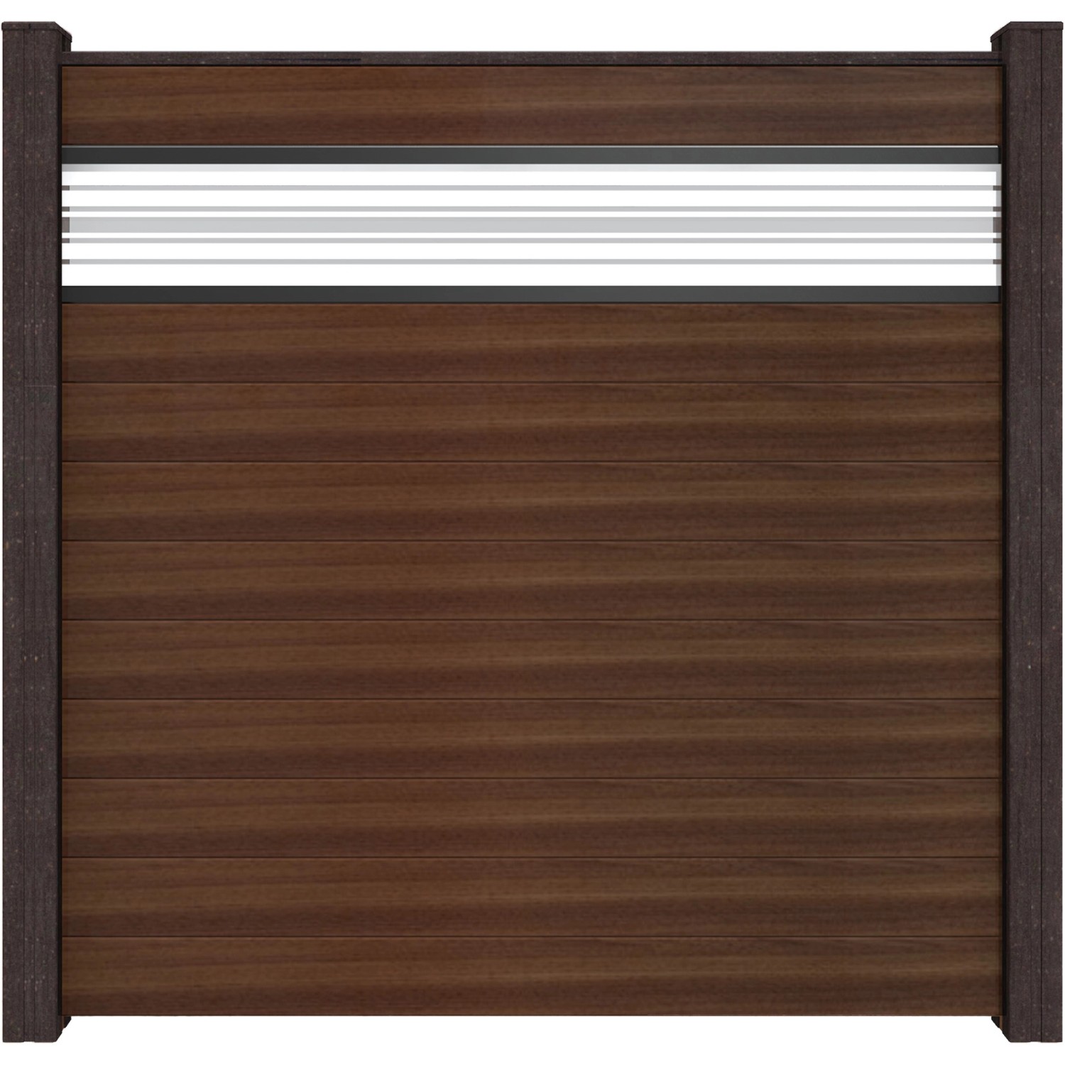 GroJa Steckzaun Solid mit Glas-Designeinsatz 30 cm 180x180x1,9 cm Walnuss