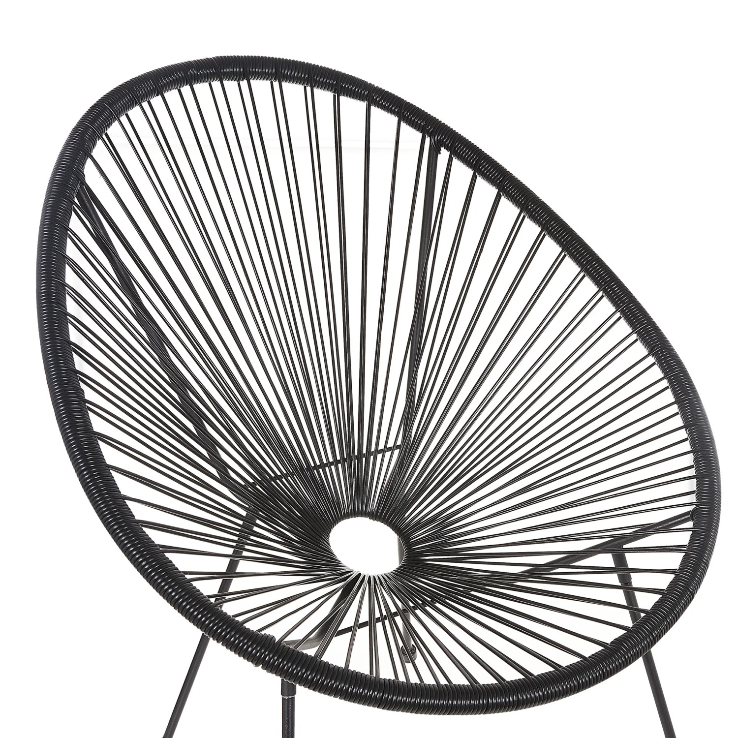 Schwarzer Beliani Cocktailsessel (90x70x87) mit Spaghetti-Design für Garten oder Balkon.