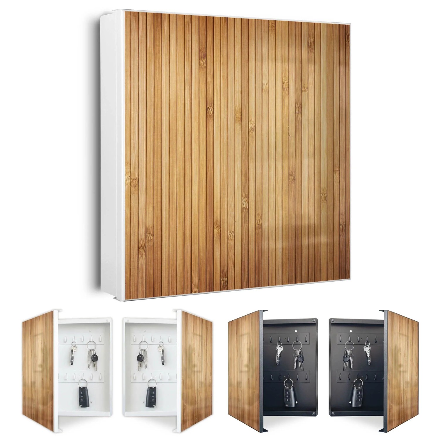 Banjado Schlüsselkasten Groß 30 x 30 cm 50 Haken Weiß Glas kaufen bei OBI