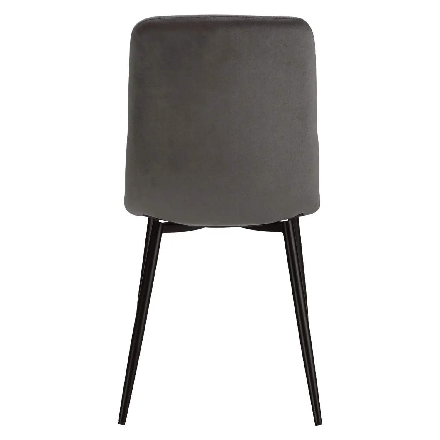 Homestyle4u Esszimmerstuhl, 6er Set, Anthrazit Samt, Rückansicht mit schwarzen Metallbeinen.
