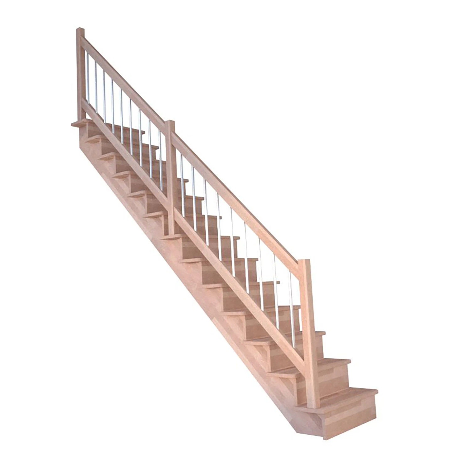 Treppe Lindos Buche Gerade 80 cm Setzstufen Holz-Edelstahl-Geländer FSC® günstig online kaufen