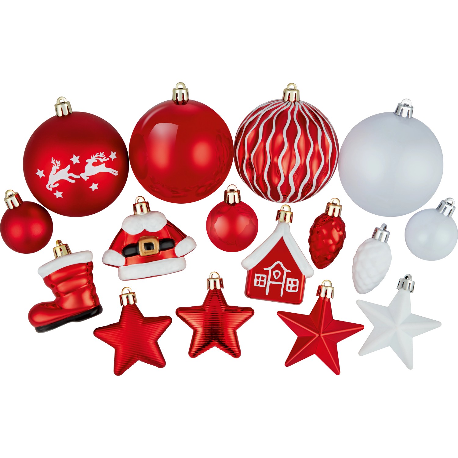 Baumschmuck-Set 50-teilig Rot-Weiß